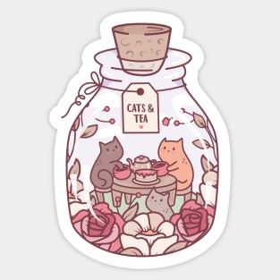 I love cats and tea Sticker